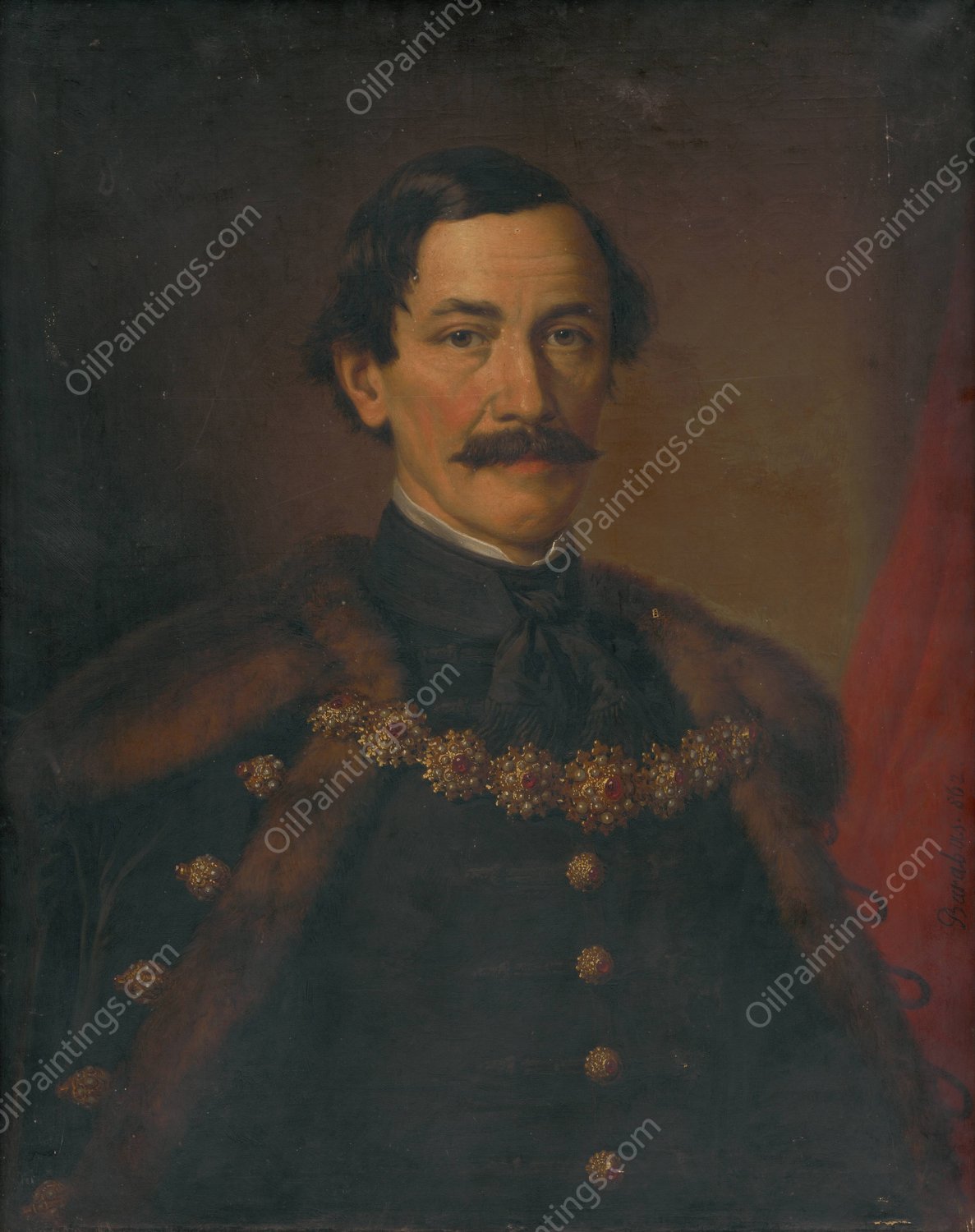 Portrait of Count Teleki Miklos Barabas  by Miklos Barabas - Hand-Painted Oil Painting Reproduction