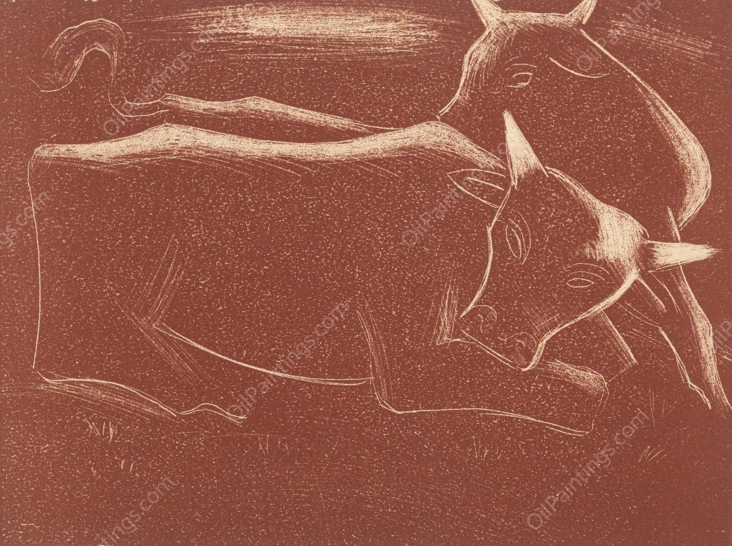 Cows  by Mikulas Galanda - Hand-Painted Oil Painting Reproduction