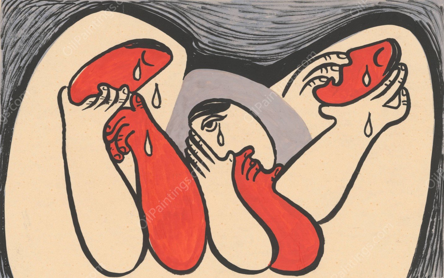 Crying women  by Mikulas Galanda - Hand-Painted Oil Painting Reproduction