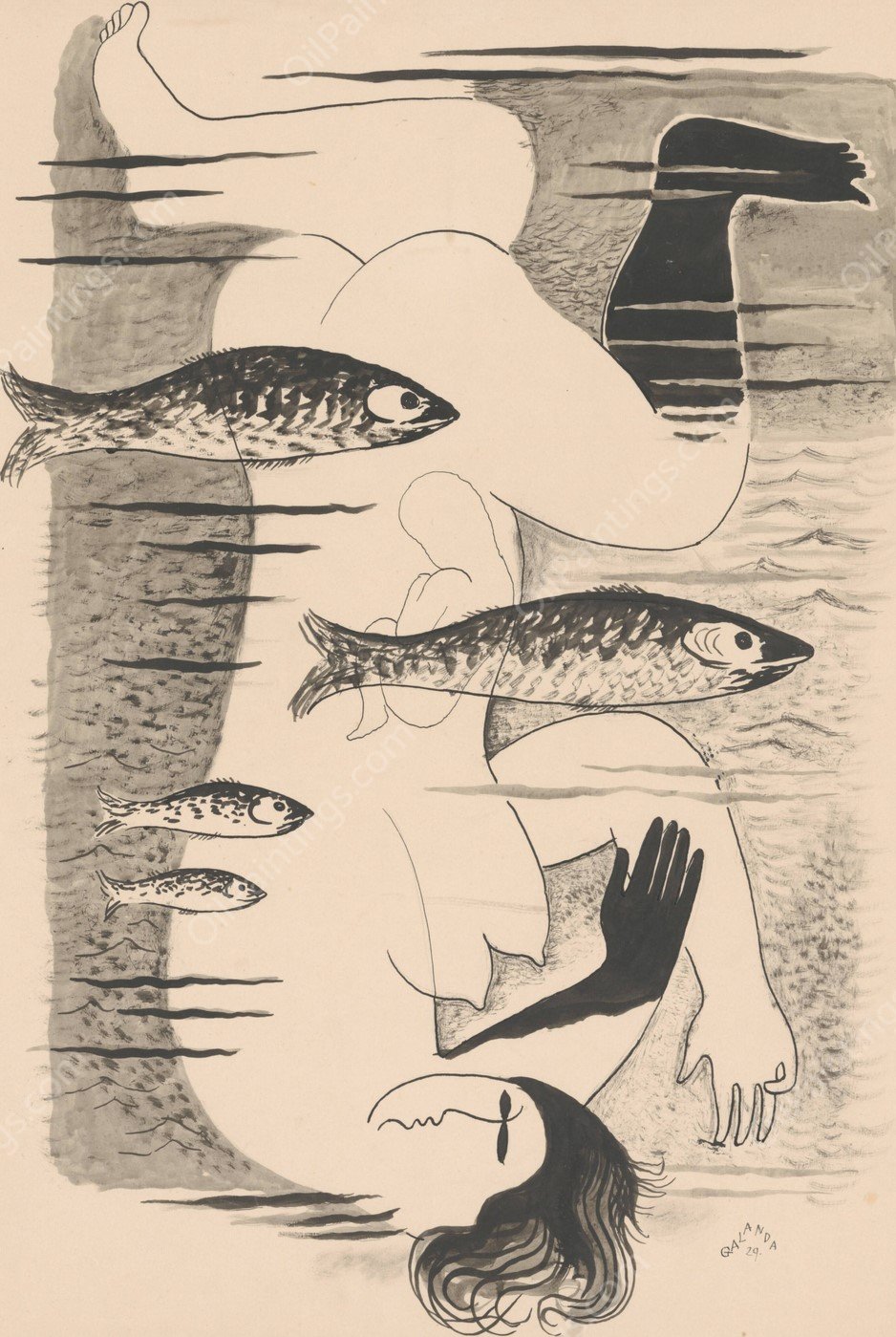 Drowned  by Mikulas Galanda - Hand-Painted Oil Painting Reproduction