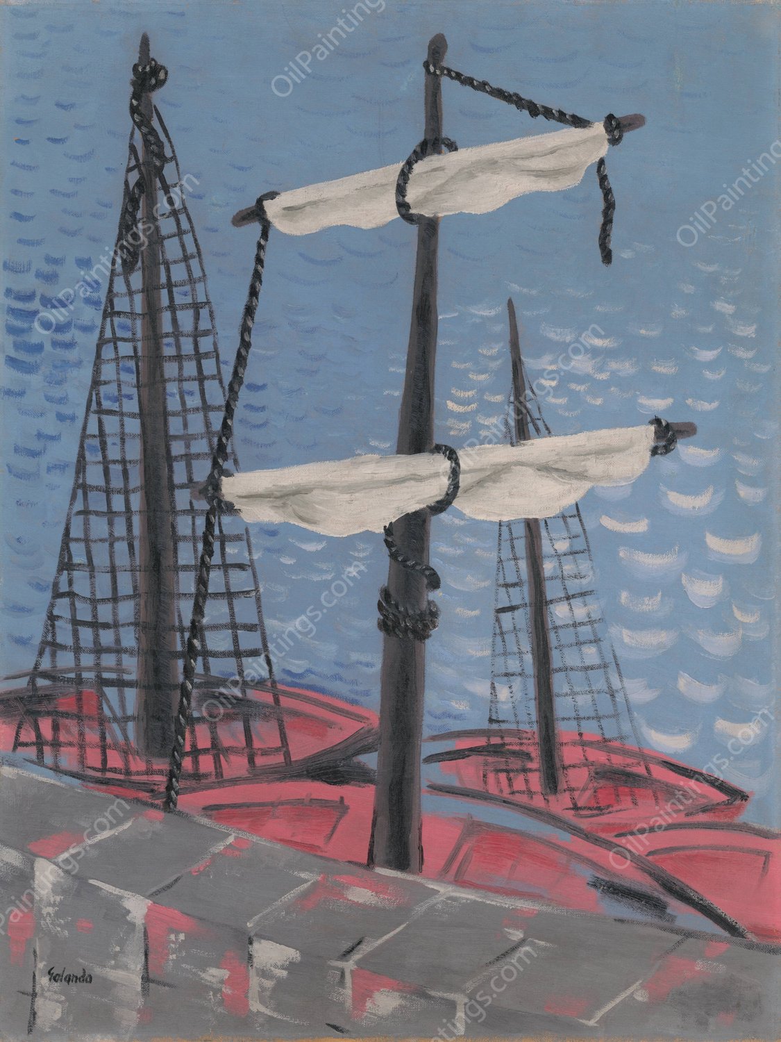 Fishing Boats  by Mikulas Galanda - Hand-Painted Oil Painting Reproduction