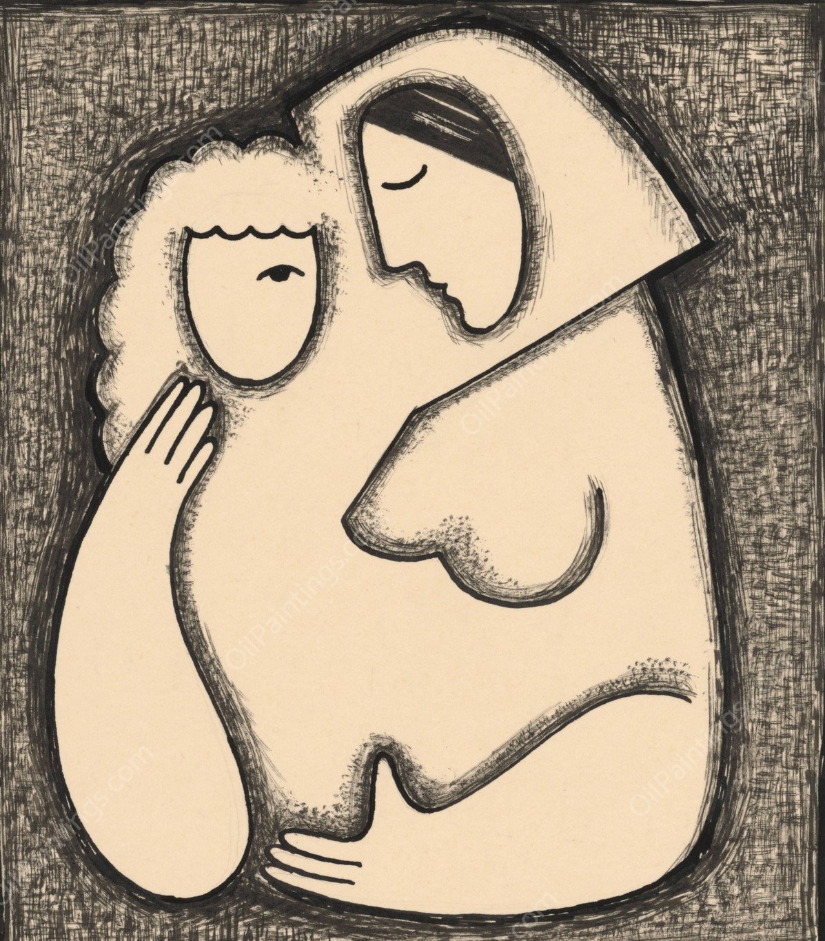 Girl's Head  by Mikulas Galanda - Hand-Painted Oil Painting Reproduction