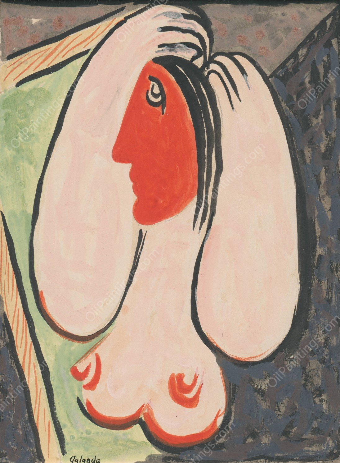 In Front of a Mirror  by Mikulas Galanda - Hand-Painted Oil Painting Reproduction