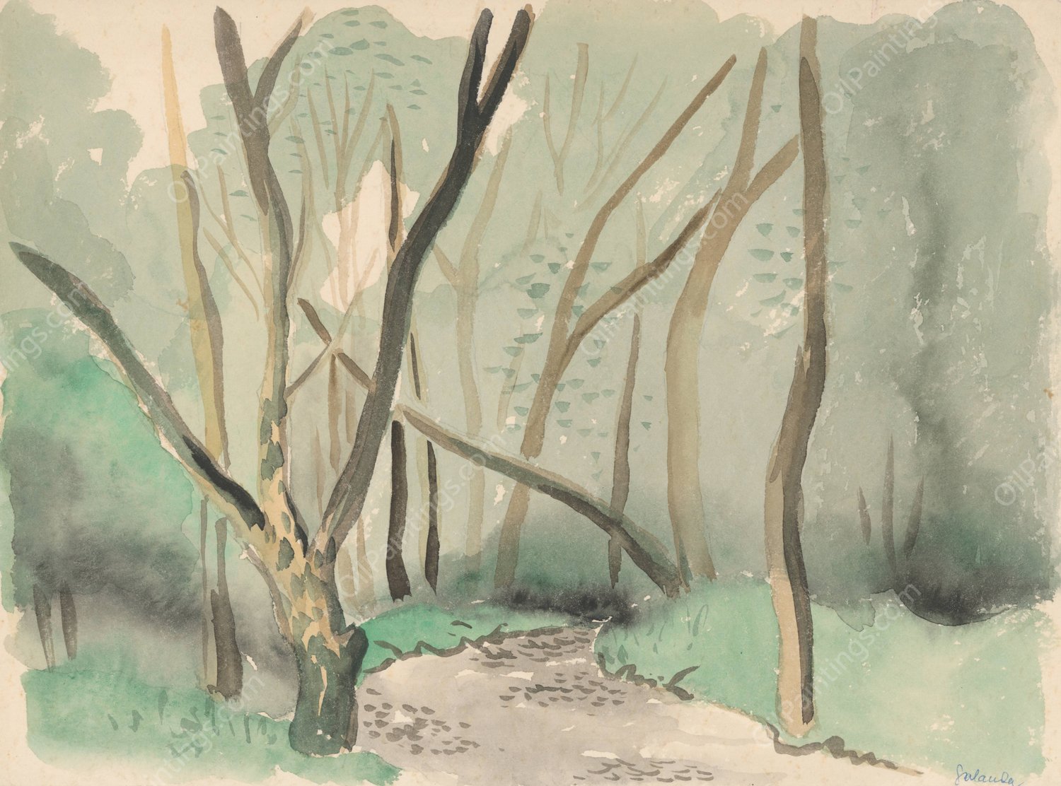 Landscape of the Autumn Park  by Mikulas Galanda - Hand-Painted Oil Painting Reproduction