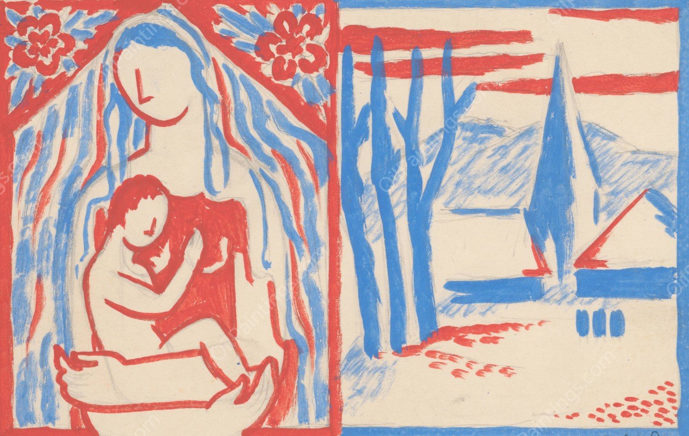 Madonna with child  by Mikulas Galanda - Hand-Painted Oil Painting Reproduction