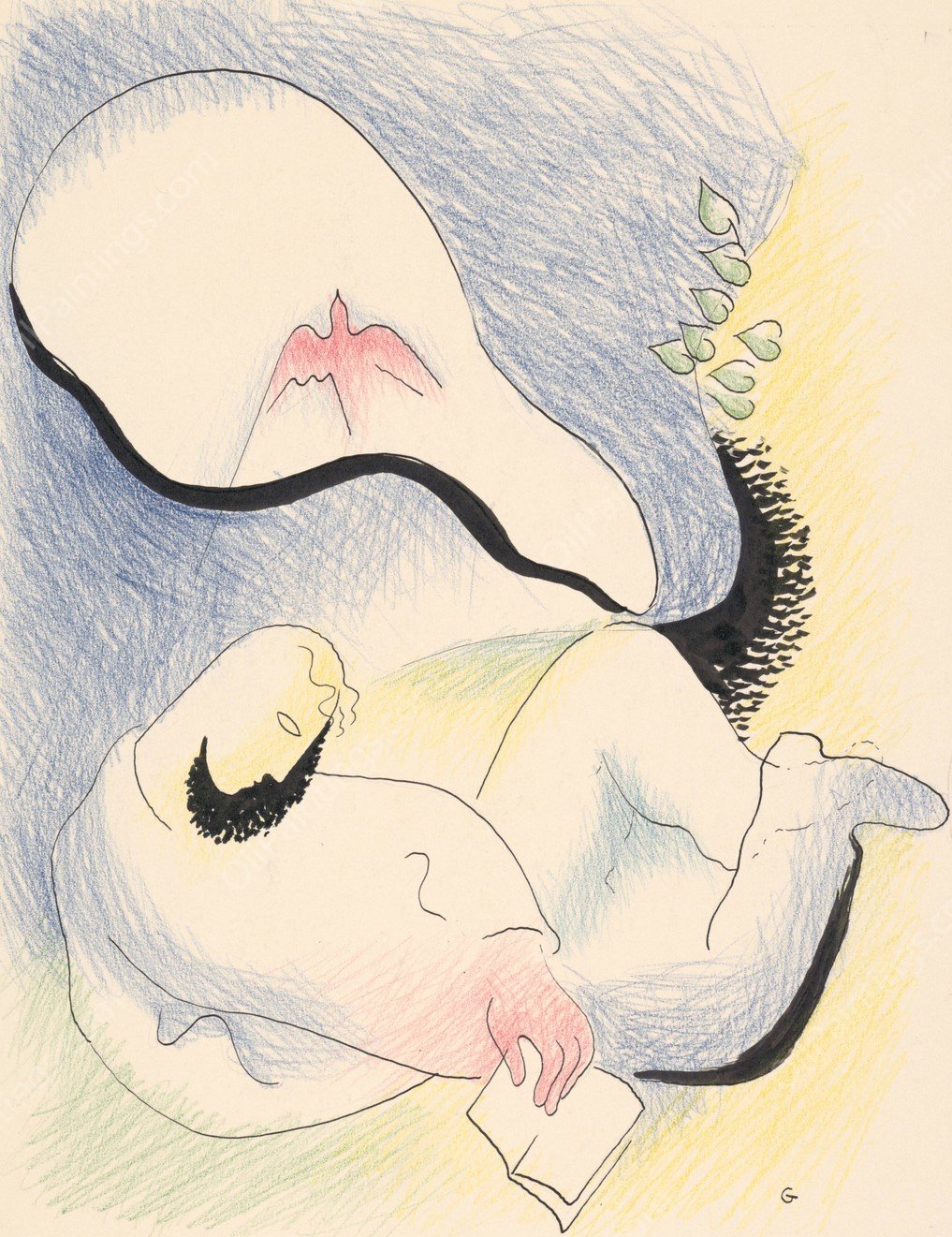 Reading  by Mikulas Galanda - Hand-Painted Oil Painting Reproduction