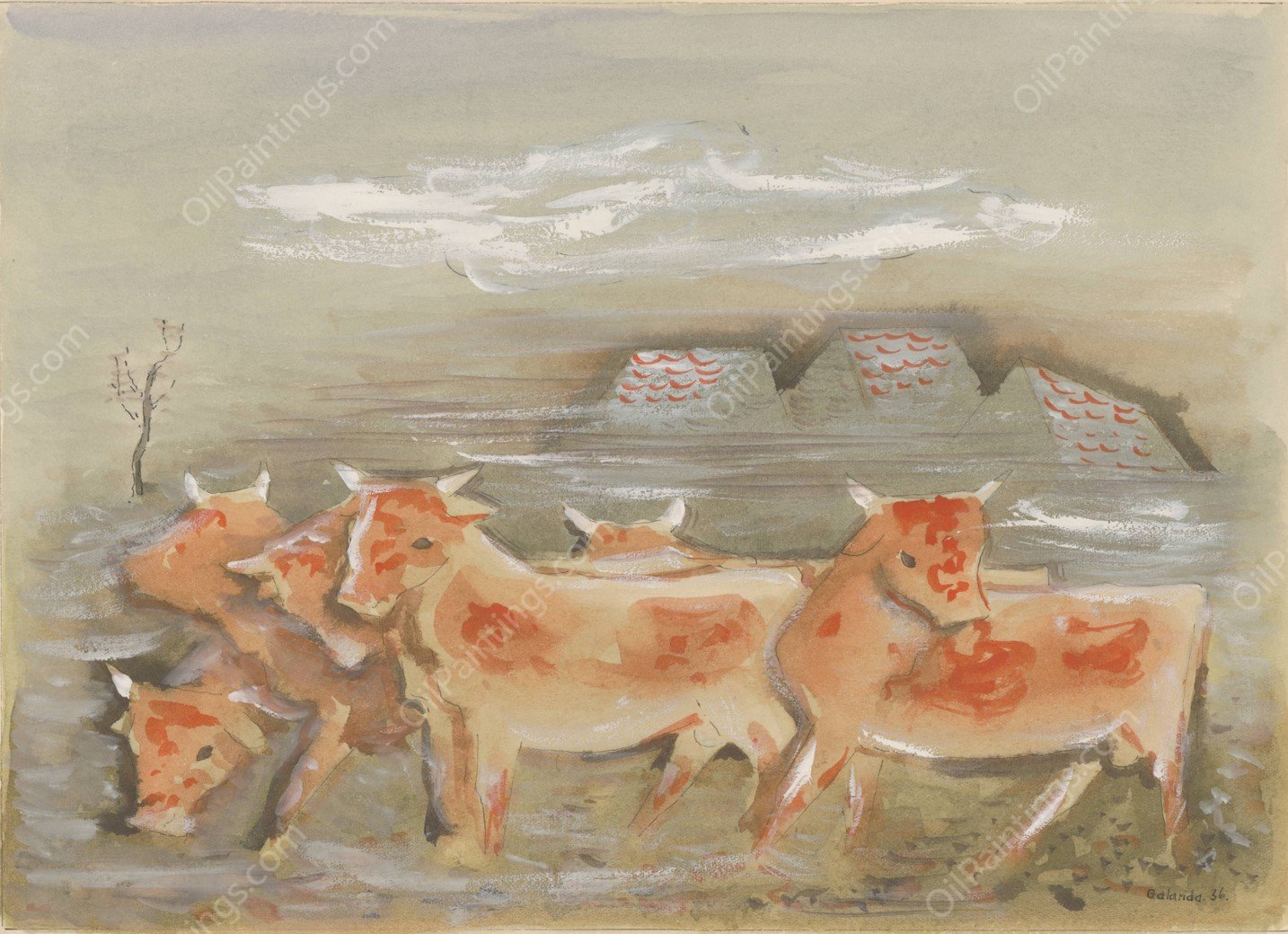 Restless animals  by Mikulas Galanda - Hand-Painted Oil Painting Reproduction