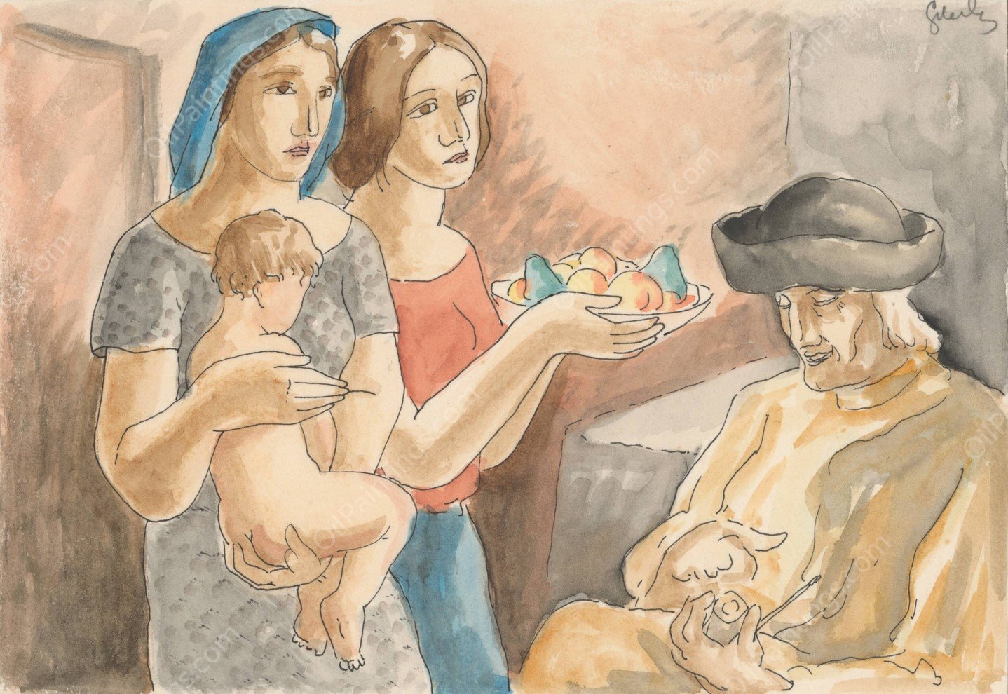 Rodina  by Mikulas Galanda - Hand-Painted Oil Painting Reproduction