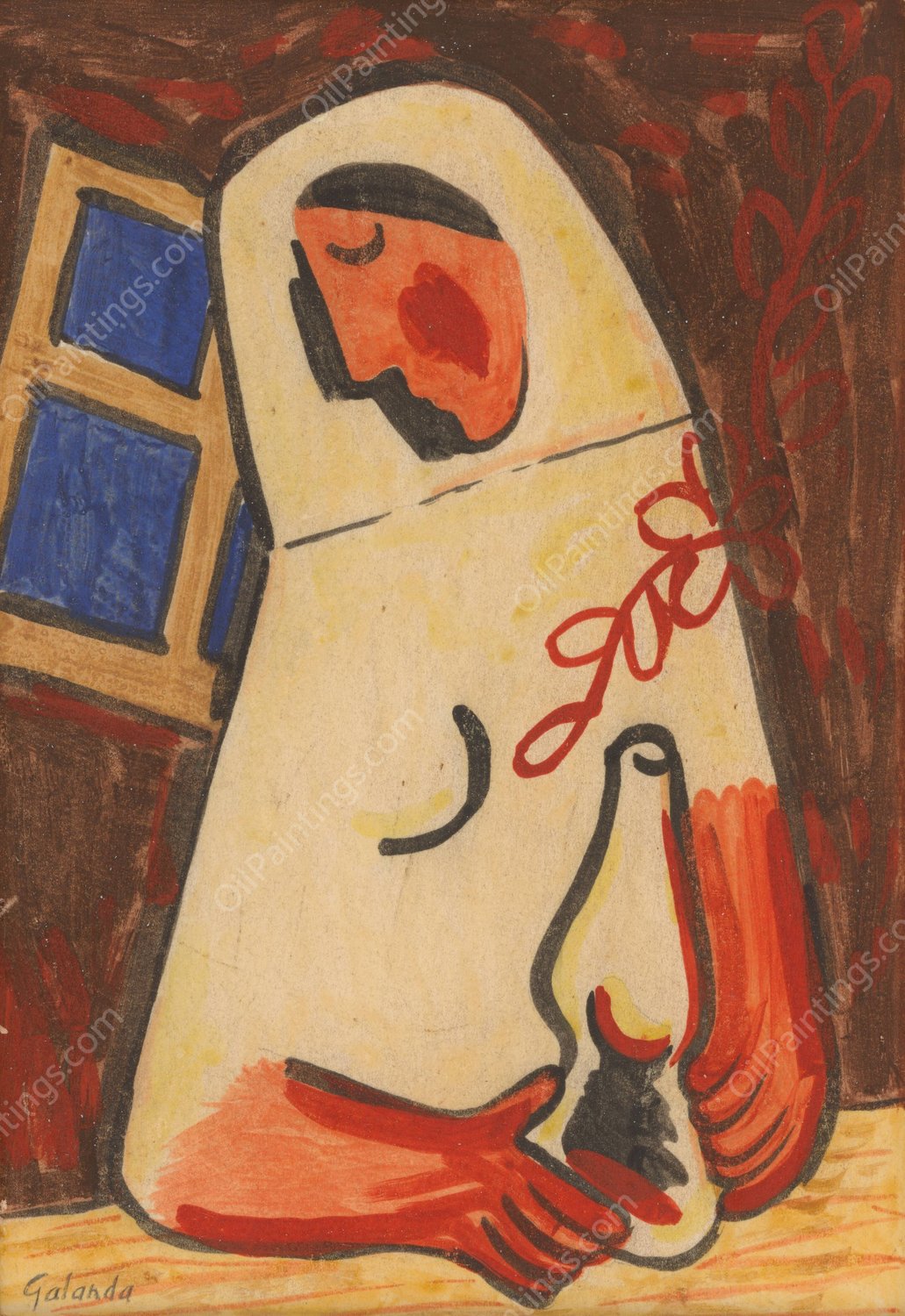 Sitting Woman  by Mikulas Galanda - Hand-Painted Oil Painting Reproduction