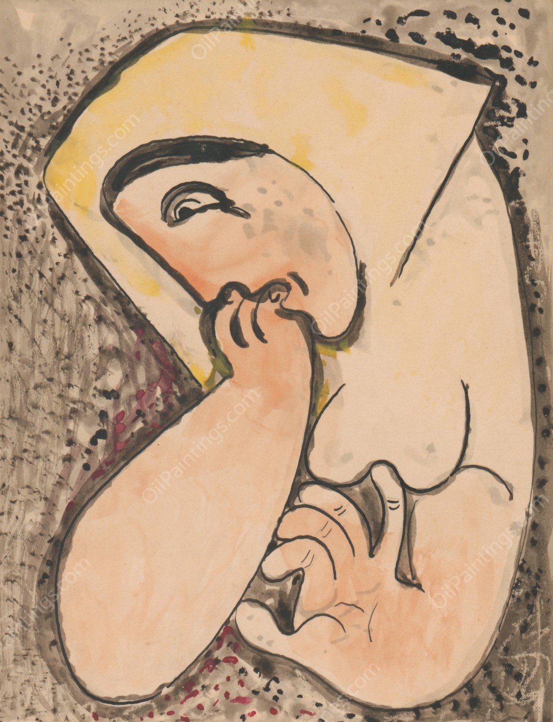 Thoughtful  by Mikulas Galanda - Hand-Painted Oil Painting Reproduction