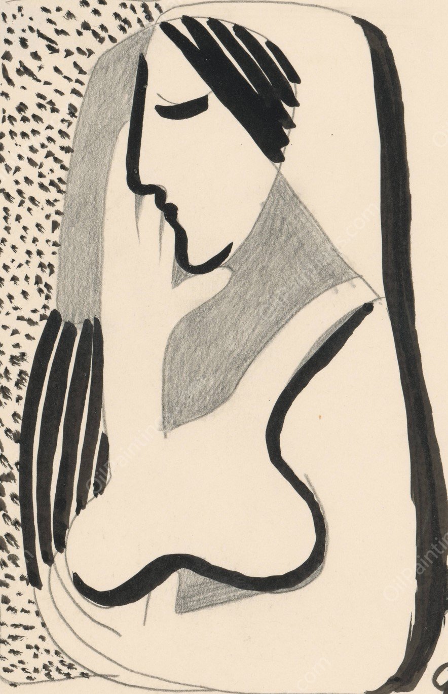 Thoughtful Woman  by Mikulas Galanda - Hand-Painted Oil Painting Reproduction