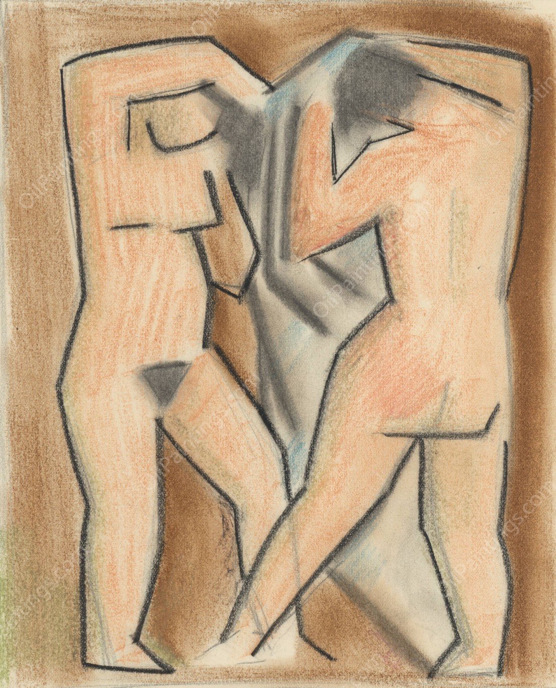 Two Women after Bath  by Mikulas Galanda - Hand-Painted Oil Painting Reproduction