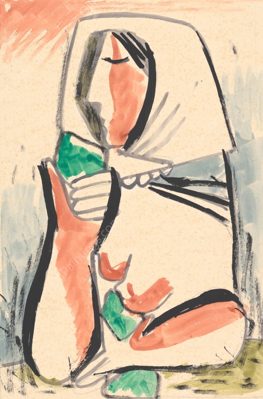 Woman in a Scarf  by Mikulas Galanda - Hand-Painted Oil Painting Reproduction