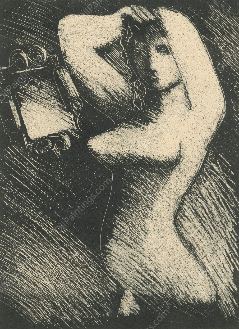 Woman in front of a mirror  by Mikulas Galanda - Hand-Painted Oil Painting Reproduction