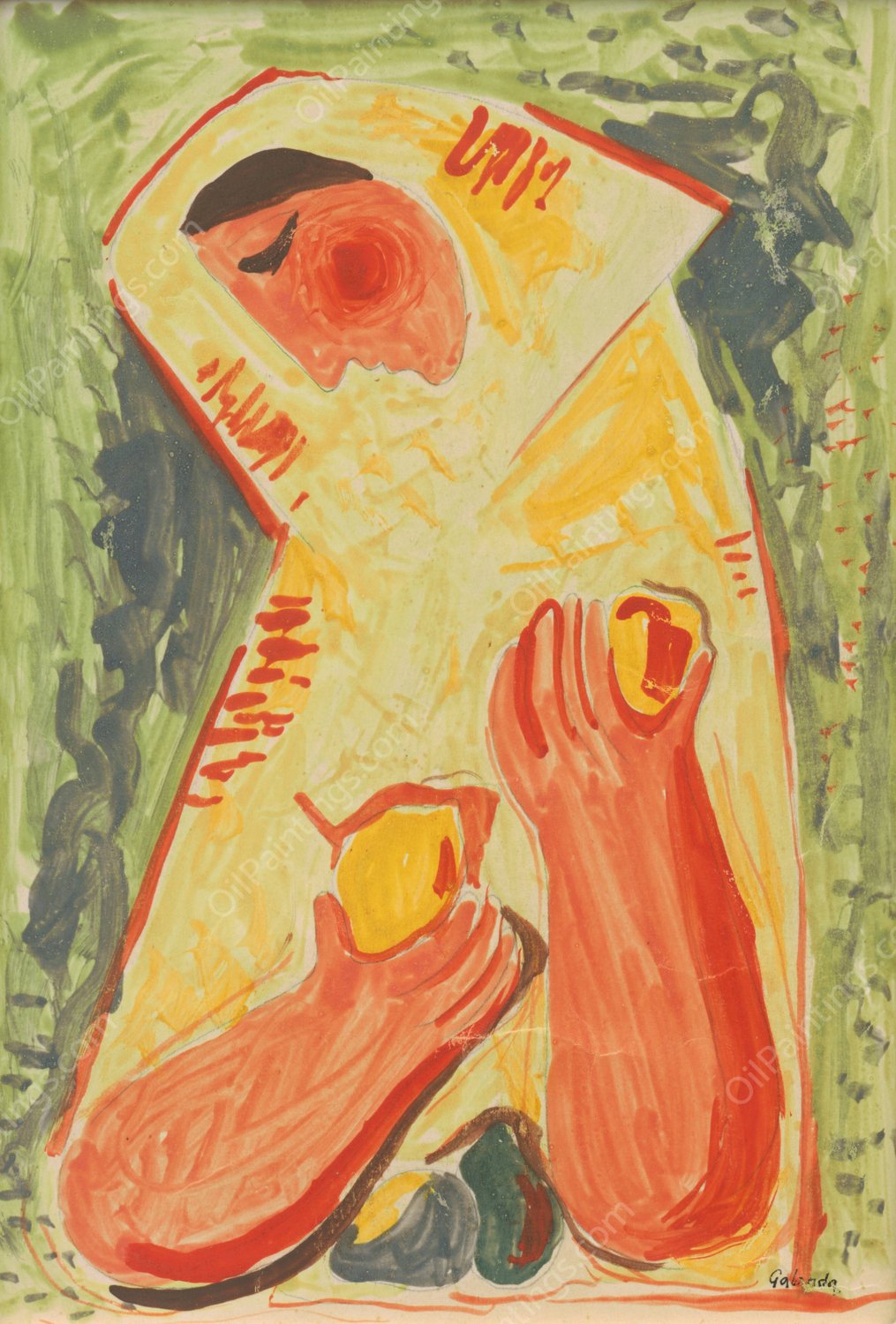 Woman with Fruits  by Mikulas Galanda - Hand-Painted Oil Painting Reproduction