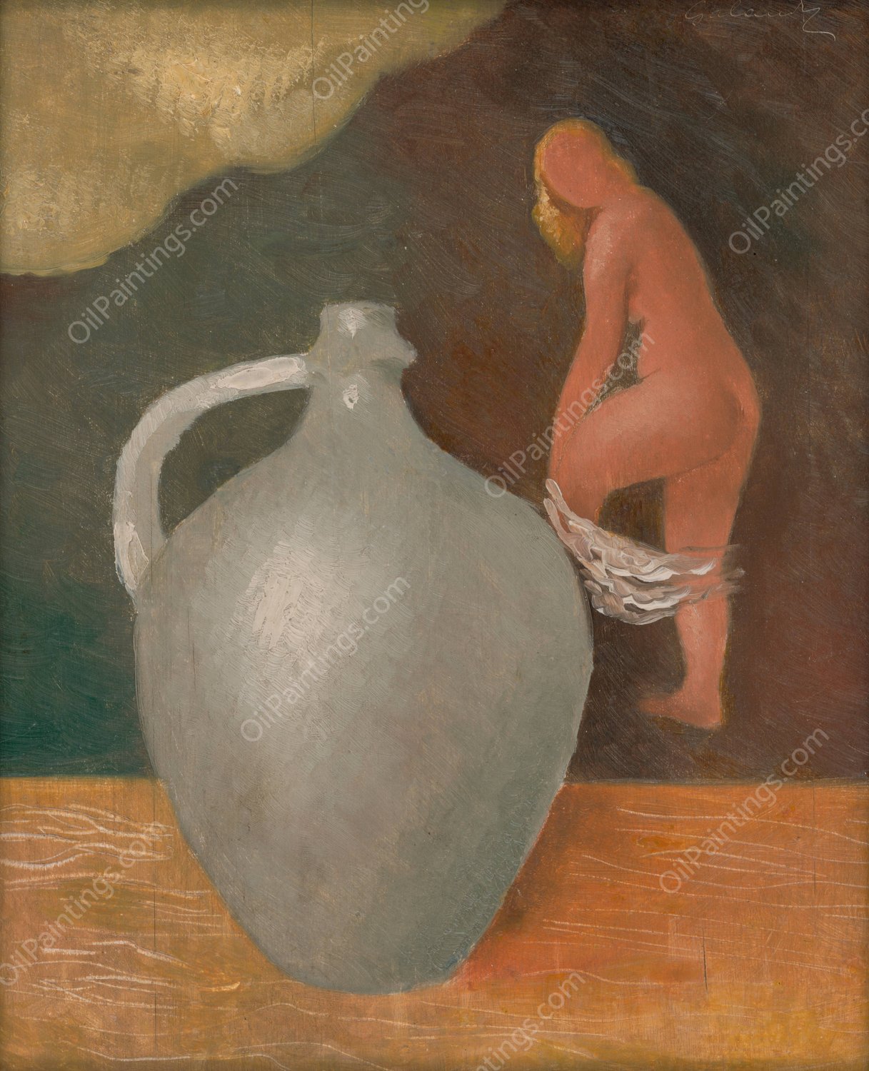 Woman with Jar  by Mikulas Galanda - Hand-Painted Oil Painting Reproduction