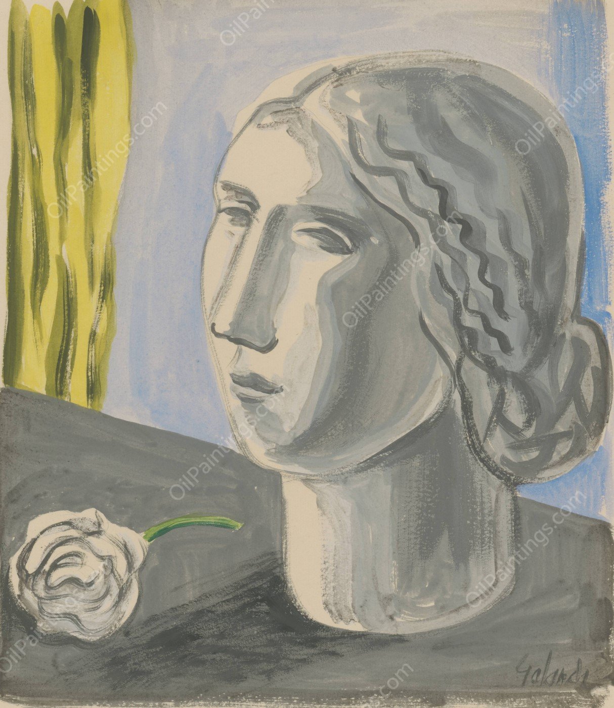 Woman's Head  by Mikulas Galanda - Hand-Painted Oil Painting Reproduction