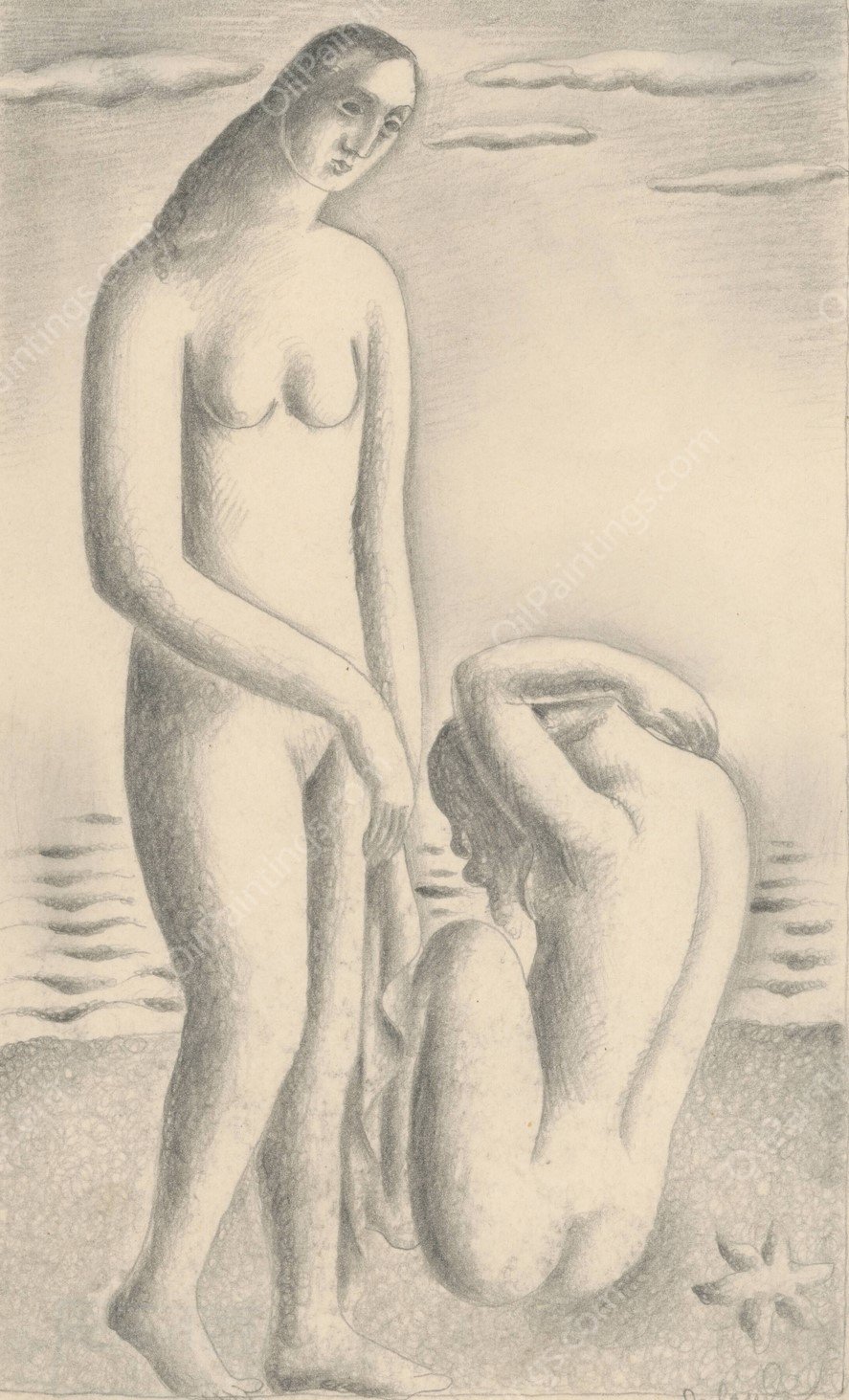 Women on the Seashore  by Mikulas Galanda - Hand-Painted Oil Painting Reproduction