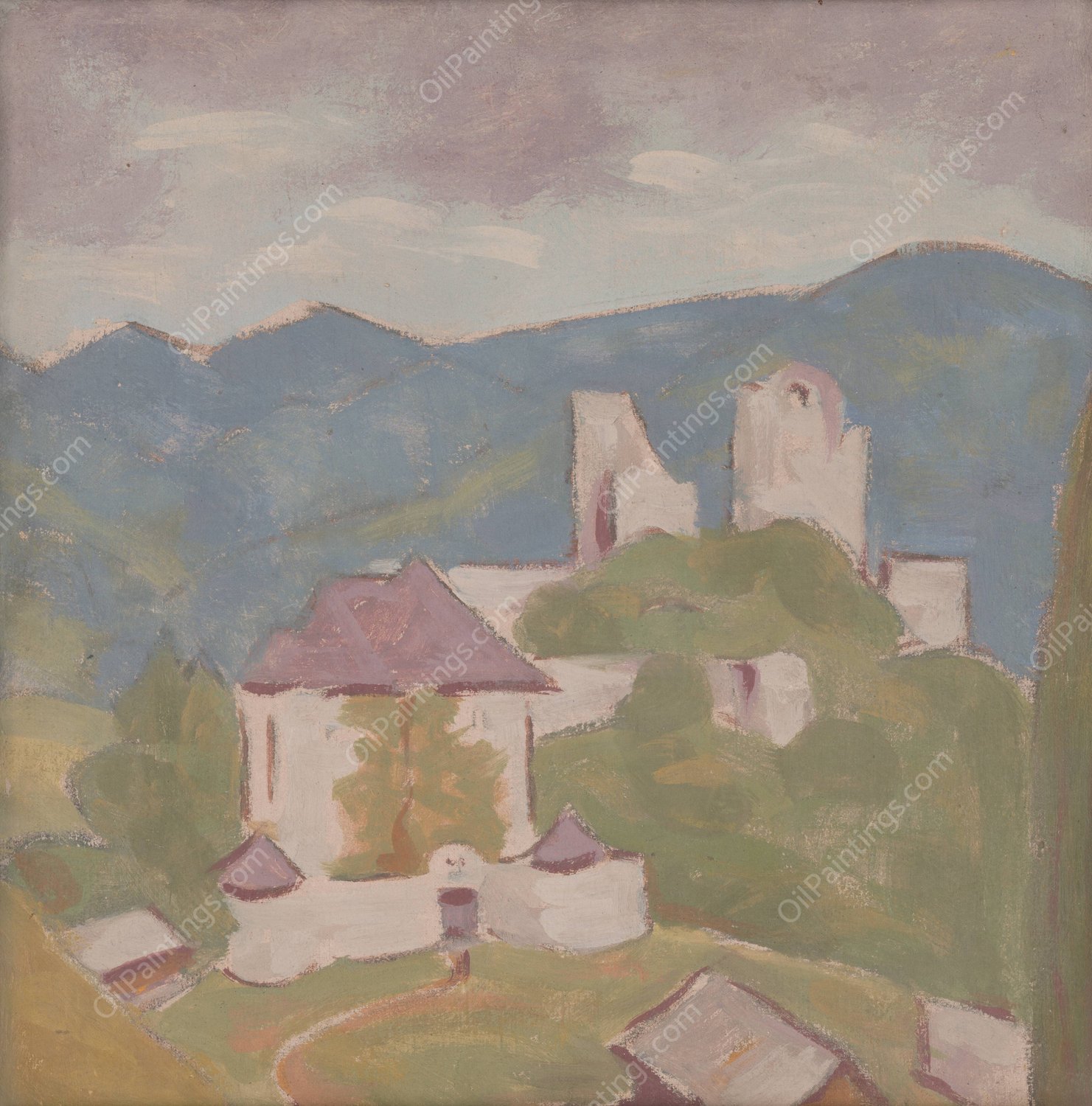 Landscape With Ruins  by Milan Thomka Mitrovsky - Hand-Painted Oil Painting Reproduction