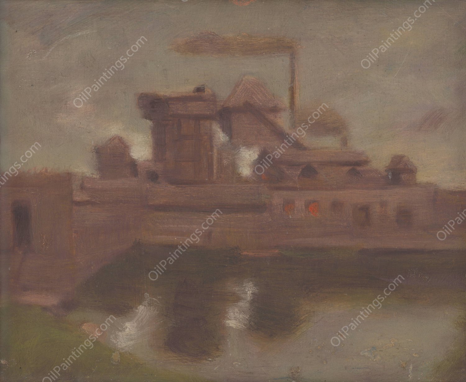 Old Factory  by Milan Thomka Mitrovsky - Hand-Painted Oil Painting Reproduction