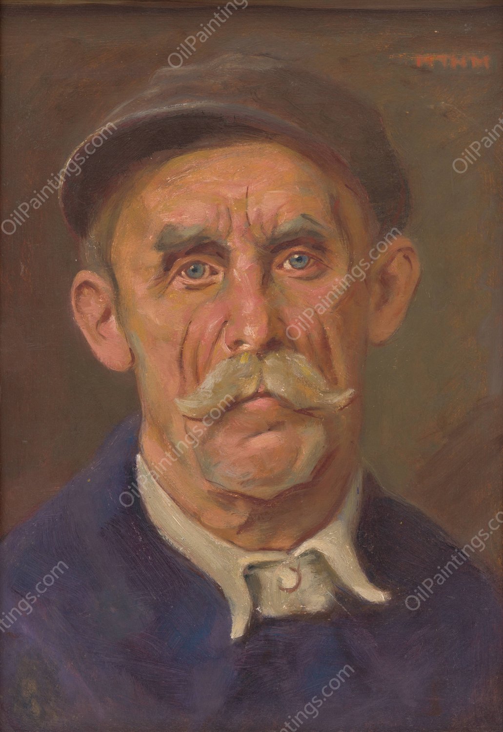 Portrait of a Worker  by Milan Thomka Mitrovsky - Hand-Painted Oil Painting Reproduction