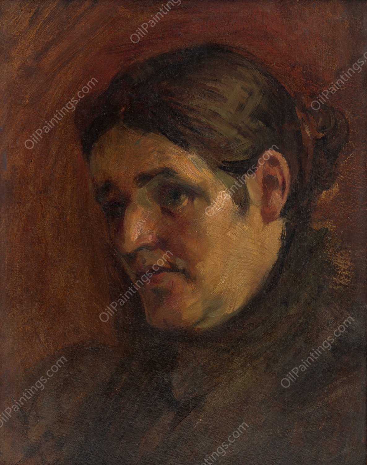 Portrait of the Artist's Mother  by Milan Thomka Mitrovsky - Hand-Painted Oil Painting Reproduction