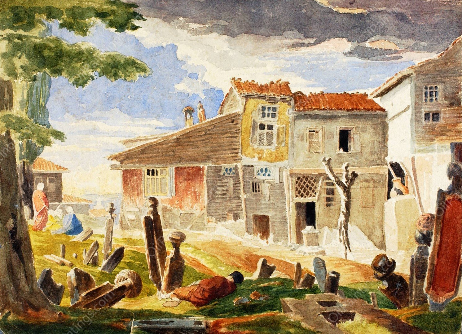 Cemetery in Pera by Miner Kilbourne Kellogg - Hand-Painted Oil Painting Reproduction