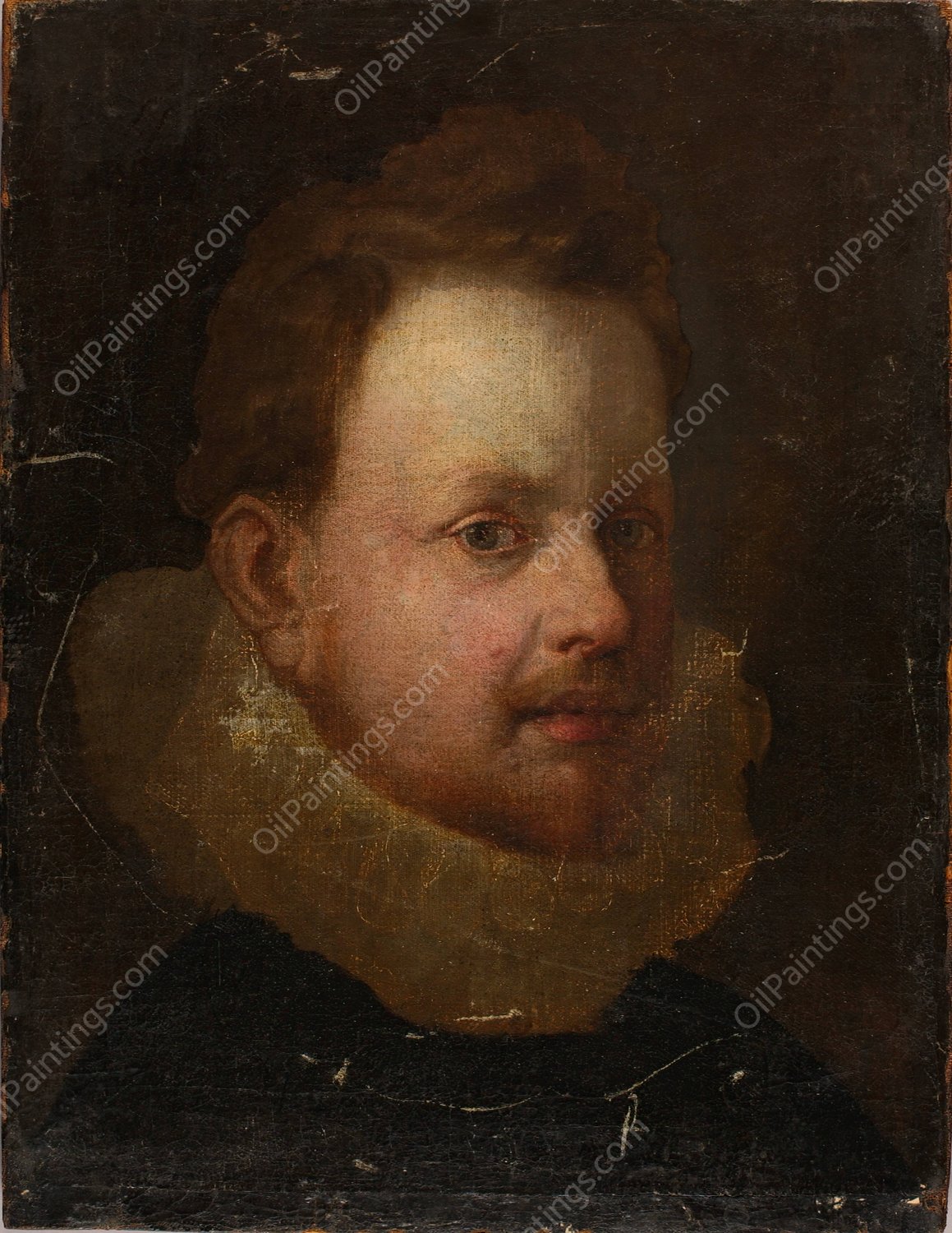 Head of a Gentleman After Van Dyck by Miner Kilbourne Kellogg - Hand-Painted Oil Painting Reproduction