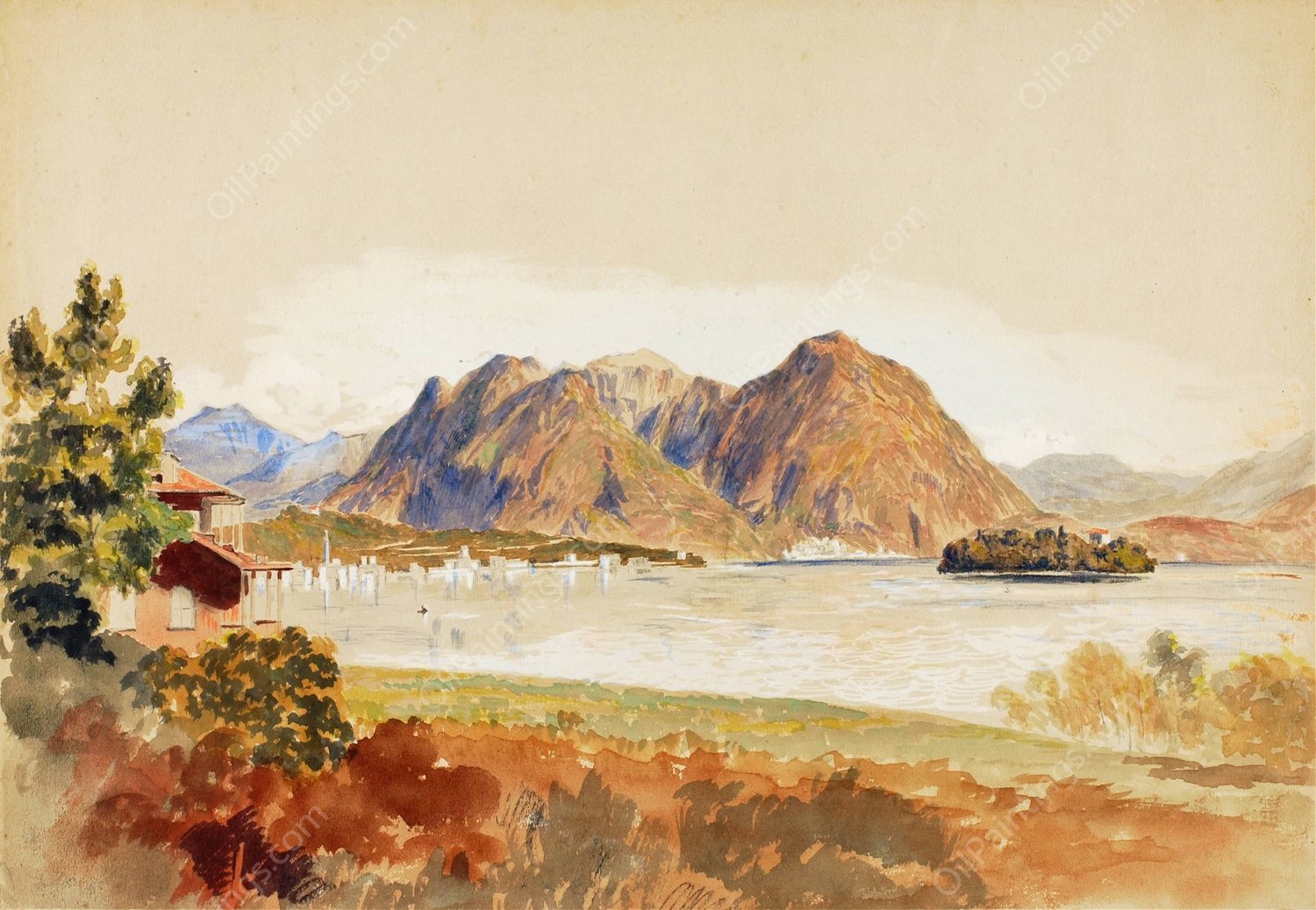 Lago Maggiore, Italy by Miner Kilbourne Kellogg - Hand-Painted Oil Painting Reproduction