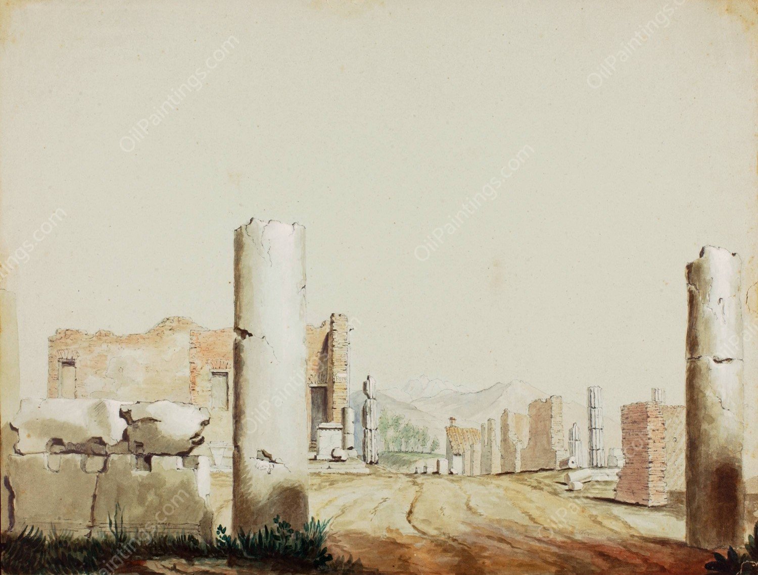 Pompeii, Italy by Miner Kilbourne Kellogg - Hand-Painted Oil Painting Reproduction