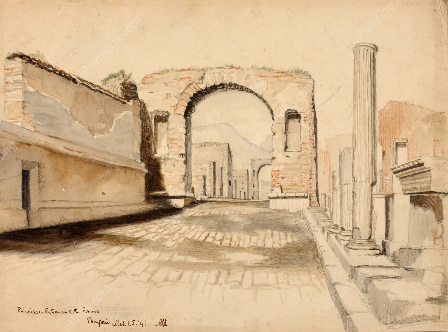Principal Entrance To The Forum, Pompeii by Miner Kilbourne Kellogg - Hand-Painted Oil Painting Reproduction