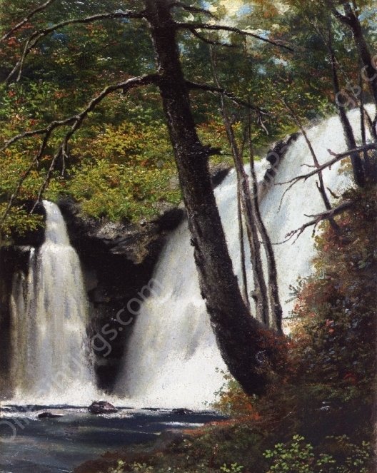 Raymondskill Falls, Pike County, Pennsylvania by Miner Kilbourne Kellogg - Hand-Painted Oil Painting Reproduction