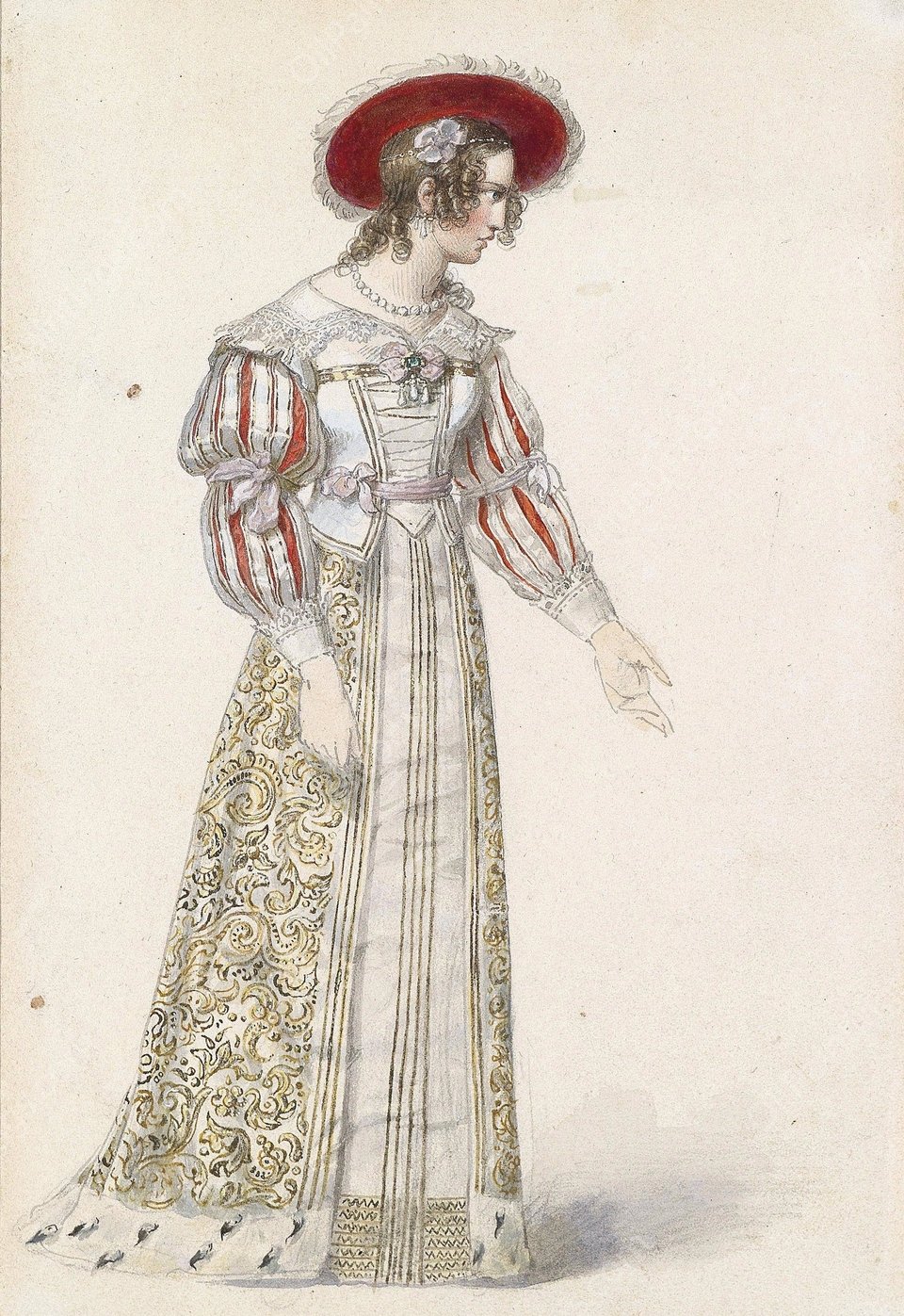 Figurine in mittelalterlichem Kleid by Moritz Michael Daffinger - Hand-Painted Oil Painting Reproduction