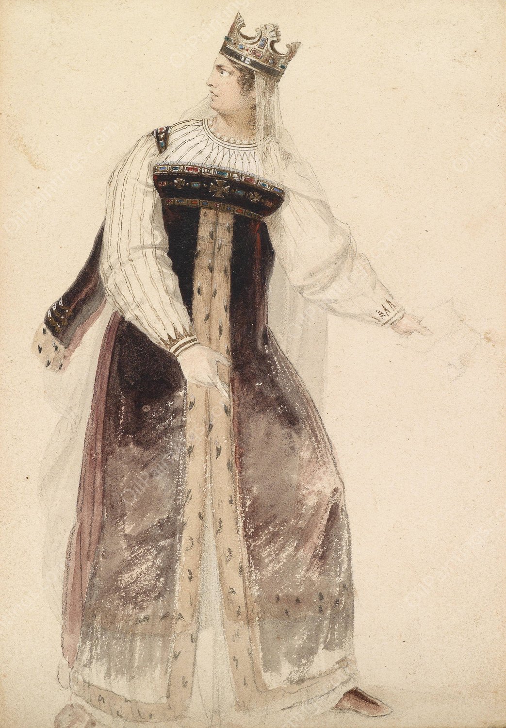 Sophie Schroder in einem Kostum by Moritz Michael Daffinger - Hand-Painted Oil Painting Reproduction