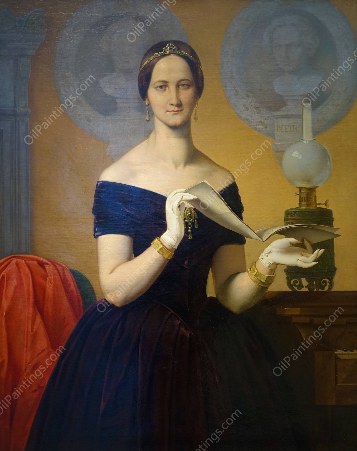 Portrait of the singer Caroline Hetzenecker  by Moritz Von Schwind - Hand-Painted Oil Painting Reproduction
