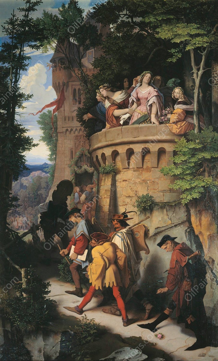 The Rose, or the Artist's Journey  by Moritz Von Schwind - Hand-Painted Oil Painting Reproduction