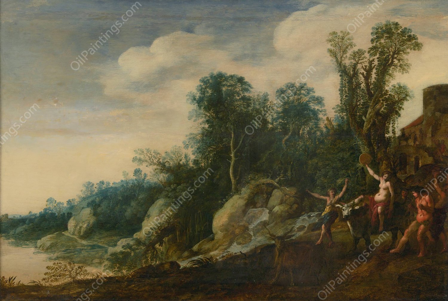Landscape with Dancing Bacchantes by Moyses Van Uyttenbroek - Hand-Painted Oil Painting Reproduction