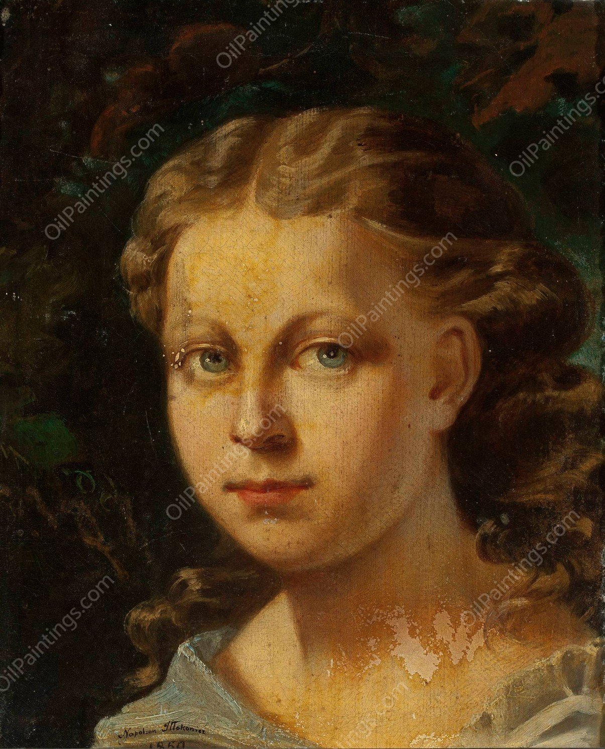 Portrait of Ludwika Rozwadowska nee Zamoyska  by Napoleon Illakowicz - Hand-Painted Oil Painting Reproduction