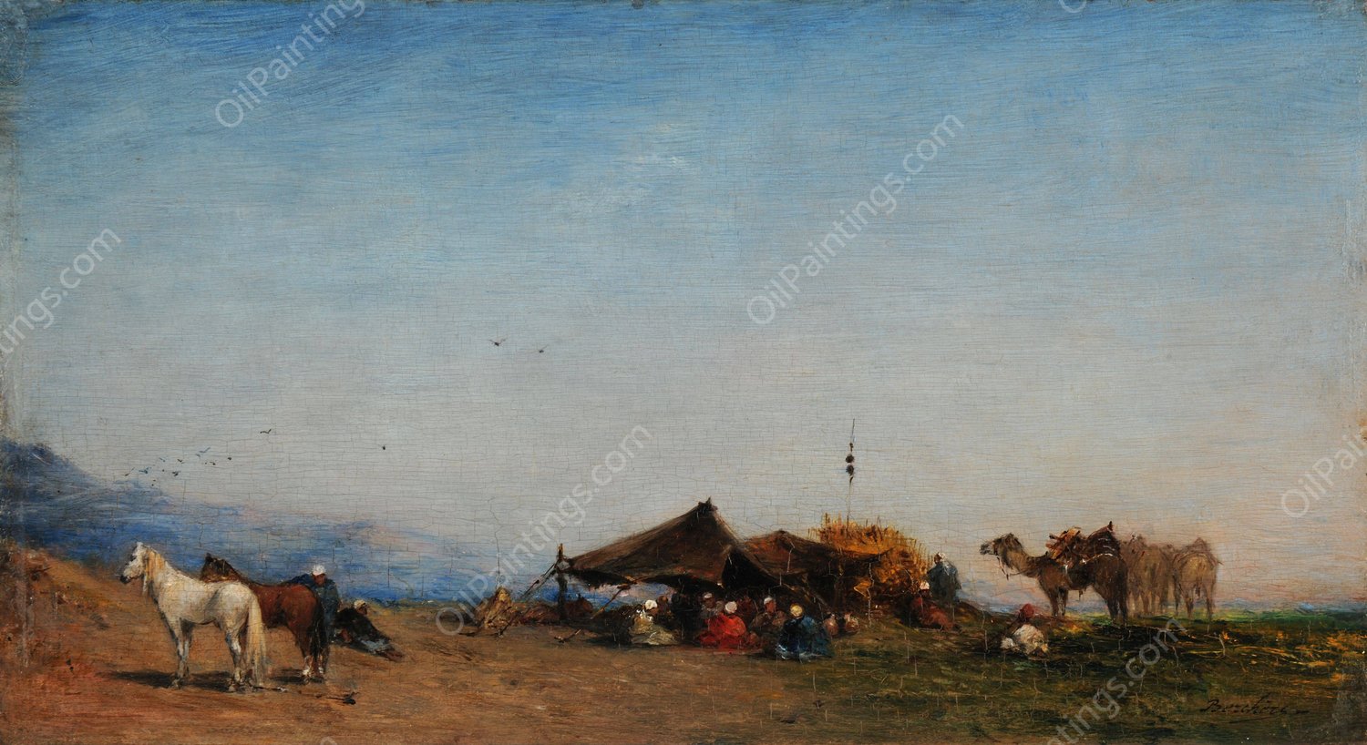 Campement Arabe by Narcisse Berchere - Hand-Painted Oil Painting Reproduction