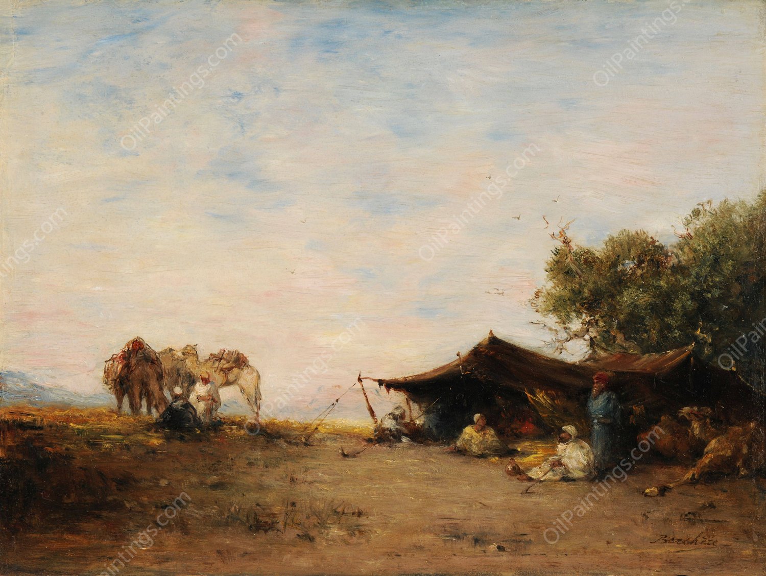 Un gourbi by Narcisse Berchere - Hand-Painted Oil Painting Reproduction