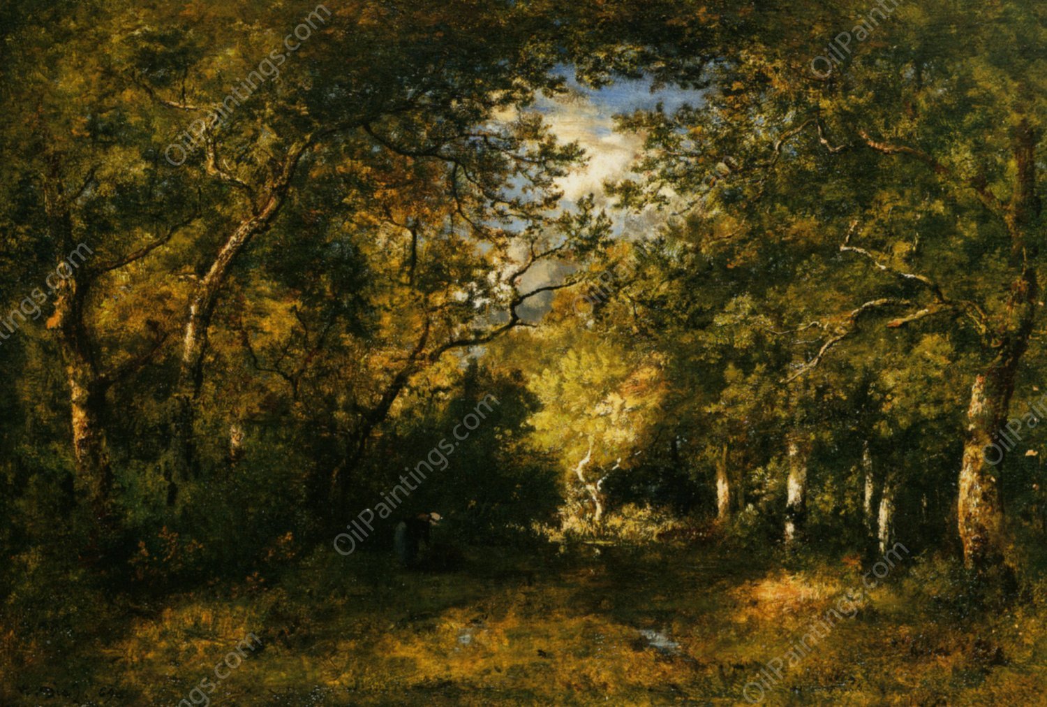 Diaz de la Paysanne Ramassant du Bois dans la Foret by Narcisse Diaz De La Pena - Hand-Painted Oil Painting Reproduction