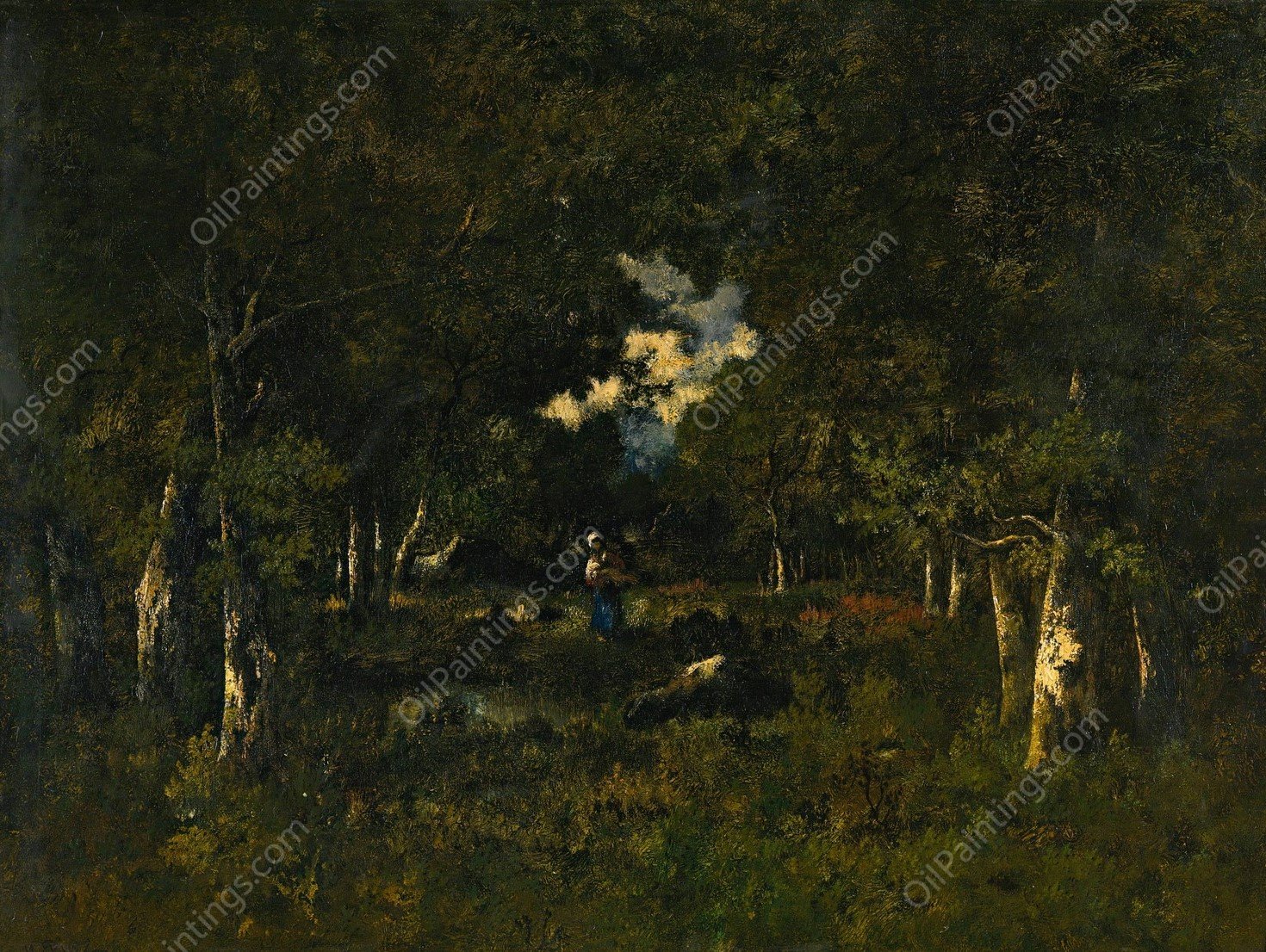 Bucheronne Dans Une eclaircie by Narcisse-Virgile Diaz De La Pena - Hand-Painted Oil Painting Reproduction