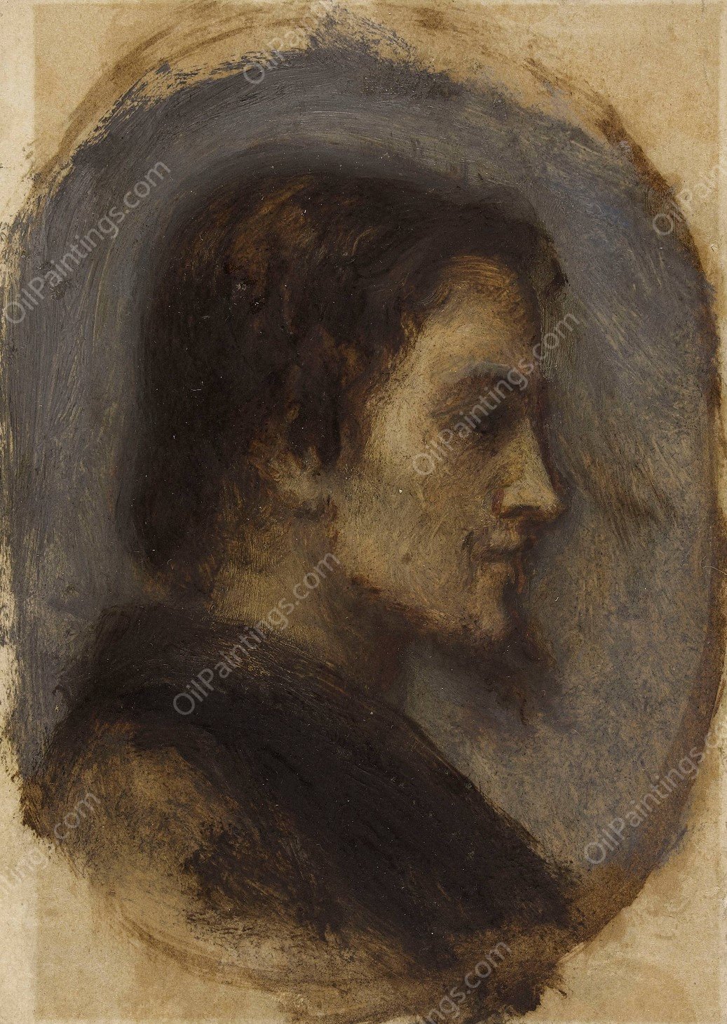 Tete d'homme by Narcisse-Virgile Diaz De La Pena - Hand-Painted Oil Painting Reproduction