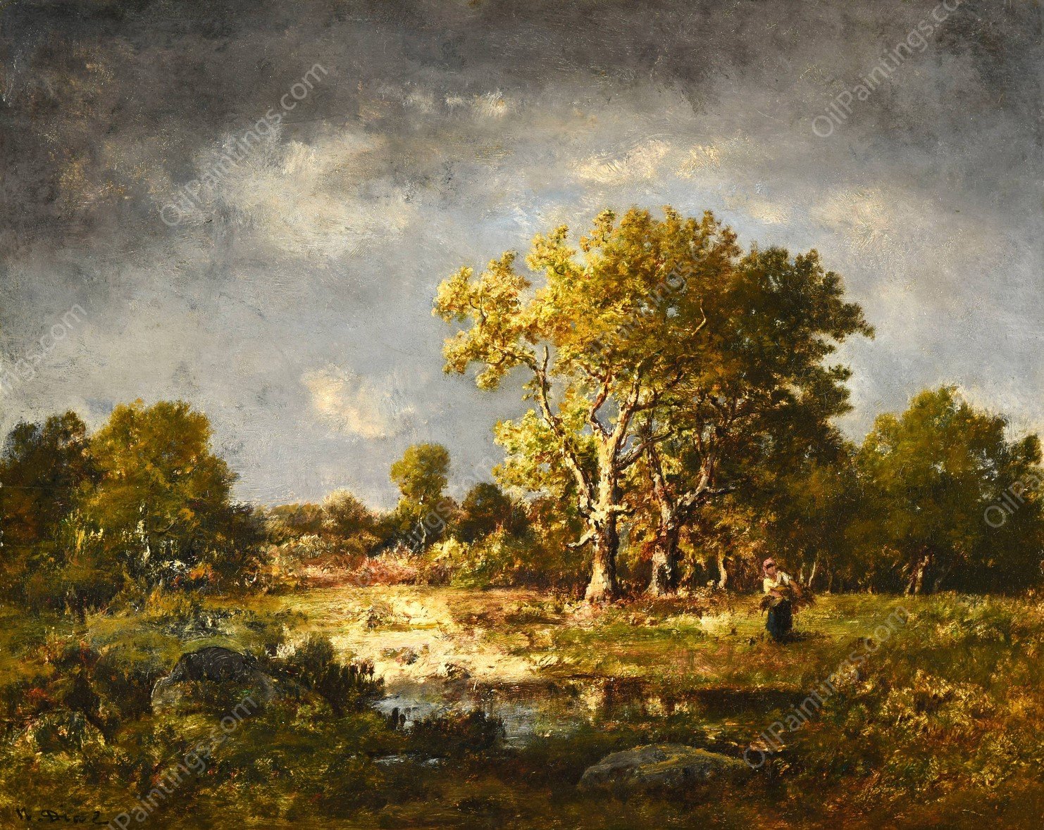 Une clairiere  by Narcisse-Virgile Diaz De La Pena - Hand-Painted Oil Painting Reproduction