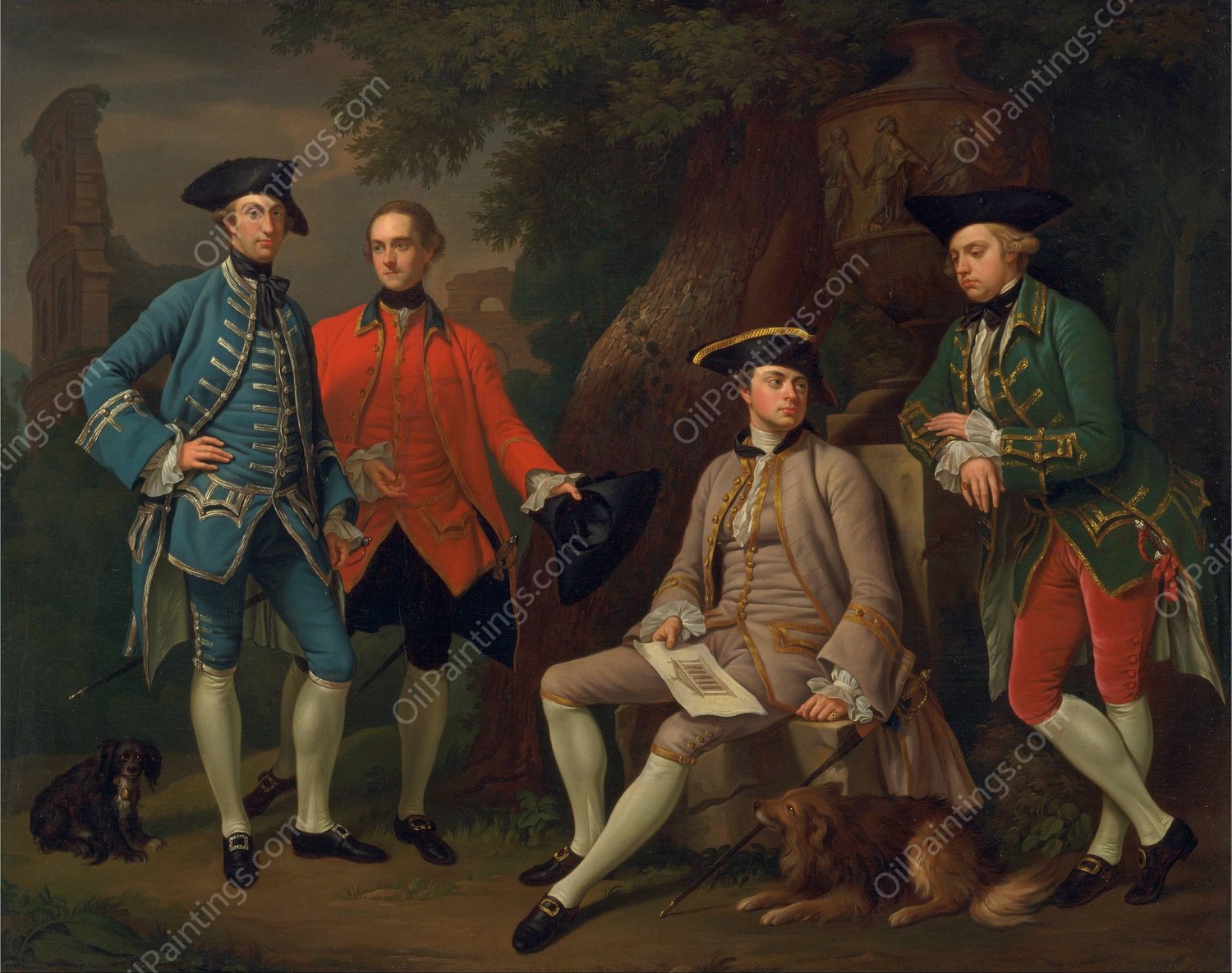 James Grant of Grant, John Mytton, the Hon. Thomas Robinson, and Thomas Wynne by Nathaniel Dance Holland - Hand-Painted Oil Painting Reproduction