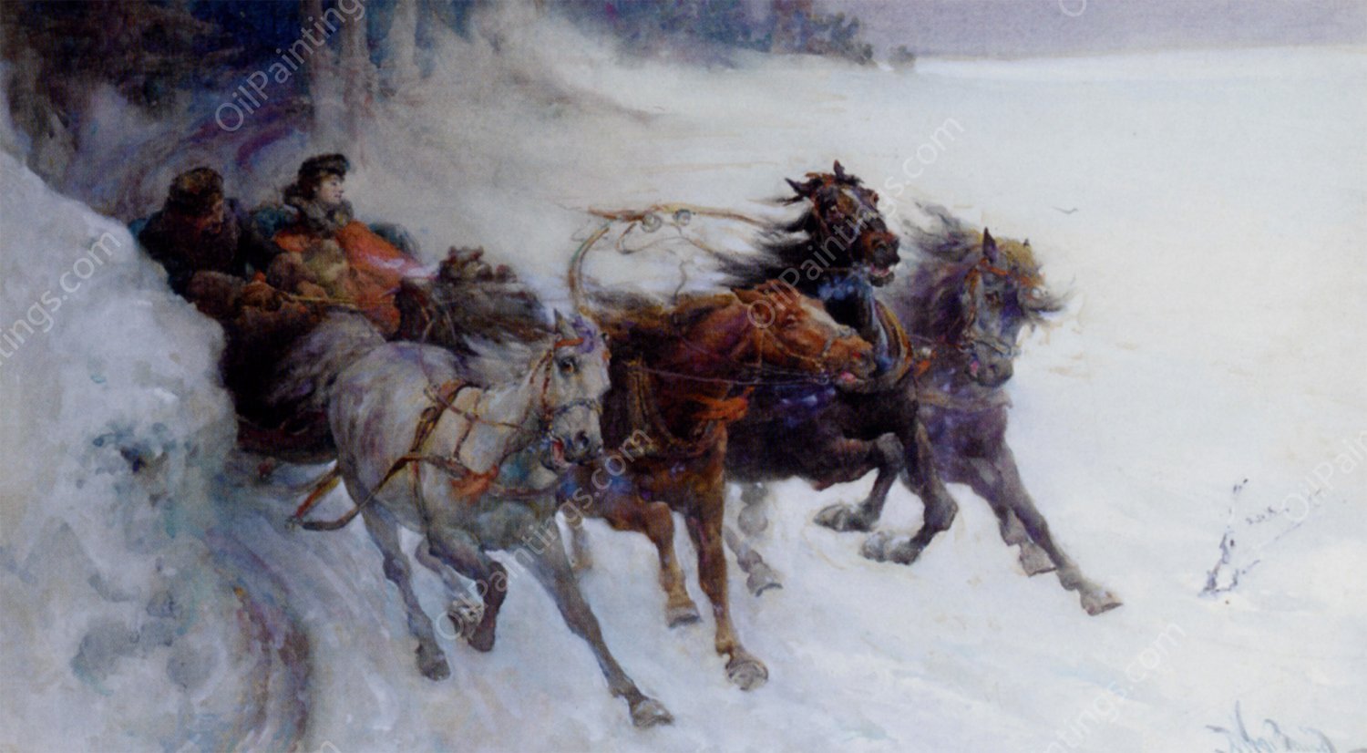 Joy In Winter by Nathaniel Hughes John Baird - Hand-Painted Oil Painting Reproduction