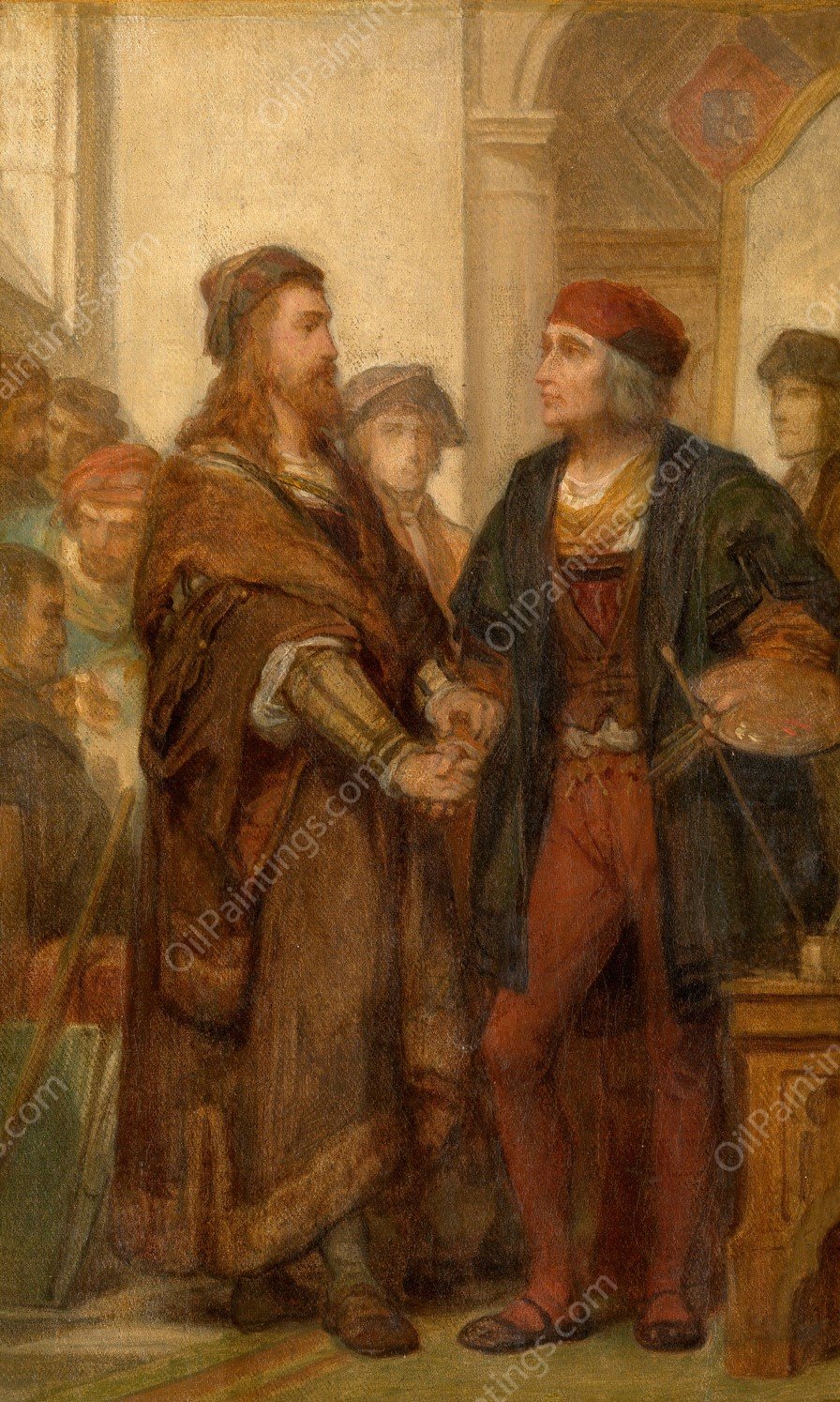 Albrecht Durer Visiting Quinten Massijs by Nicaise De Keyser - Hand-Painted Oil Painting Reproduction