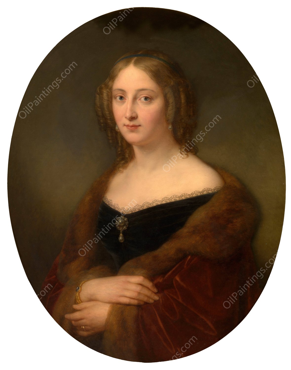 Baroness Adelaide Vanden Hecke-Baut de Rasmon  by Nicaise De Keyser - Hand-Painted Oil Painting Reproduction