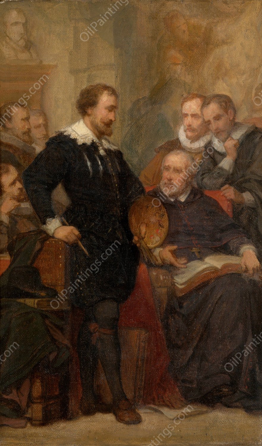Peter Paul Rubens in his Studio by Nicaise De Keyser - Hand-Painted Oil Painting Reproduction