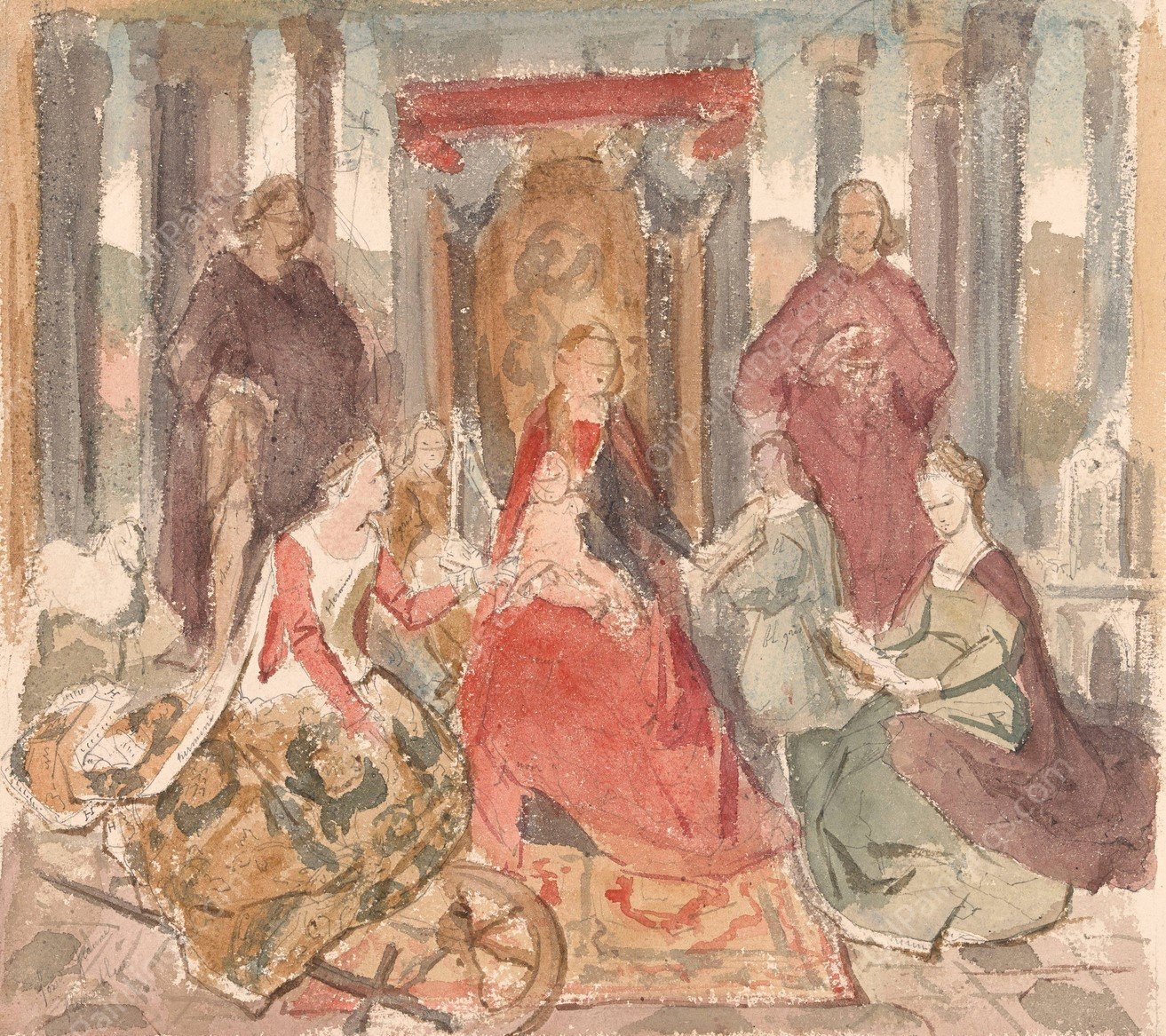 The Mystical Marriage of Saint Catherine by Nicaise De Keyser - Hand-Painted Oil Painting Reproduction